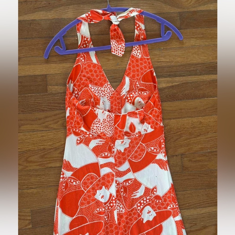 Bold Red And White Patterned Fabric - image 2